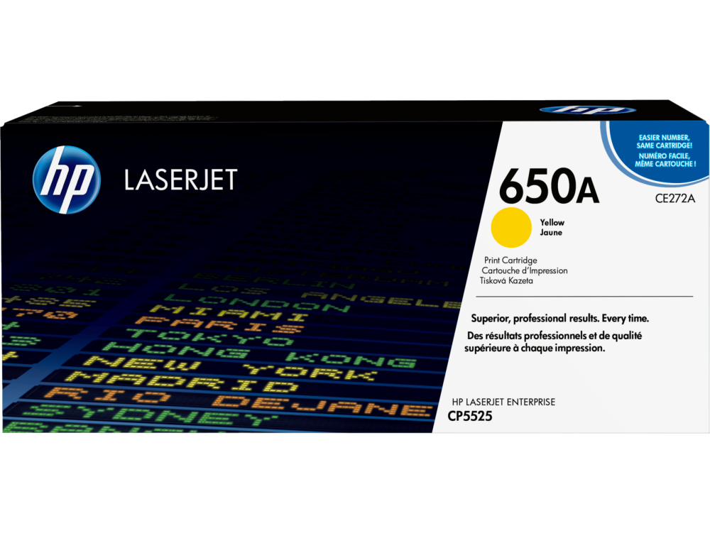 HP 650A Yellow Original LaserJet Toner Cartridge, CE272A
