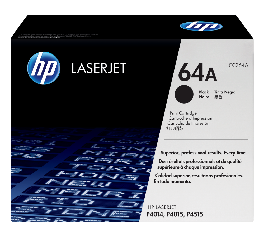 HP 64A Black Original LaserJet Toner Cartridge, CC364A