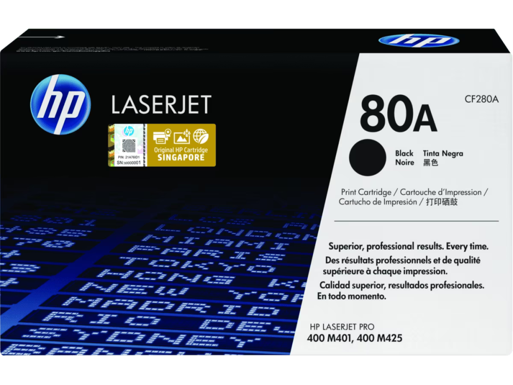 HP 80A Black Original LaserJet Toner Cartridge (CF280A)